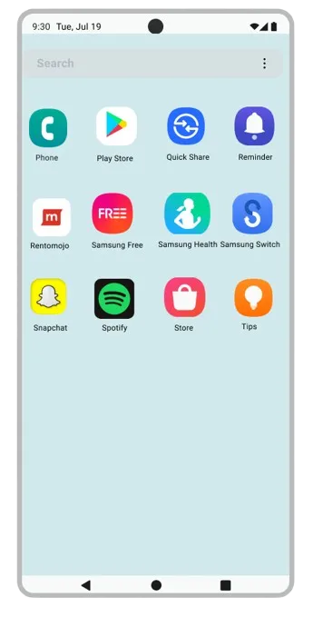 QuickShare on the Apps list