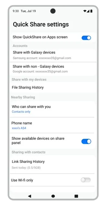 Option to show QuickShare on the Apps list