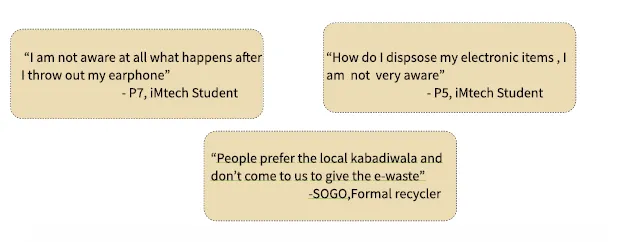 Quotes from the interviews on e-waste awareness